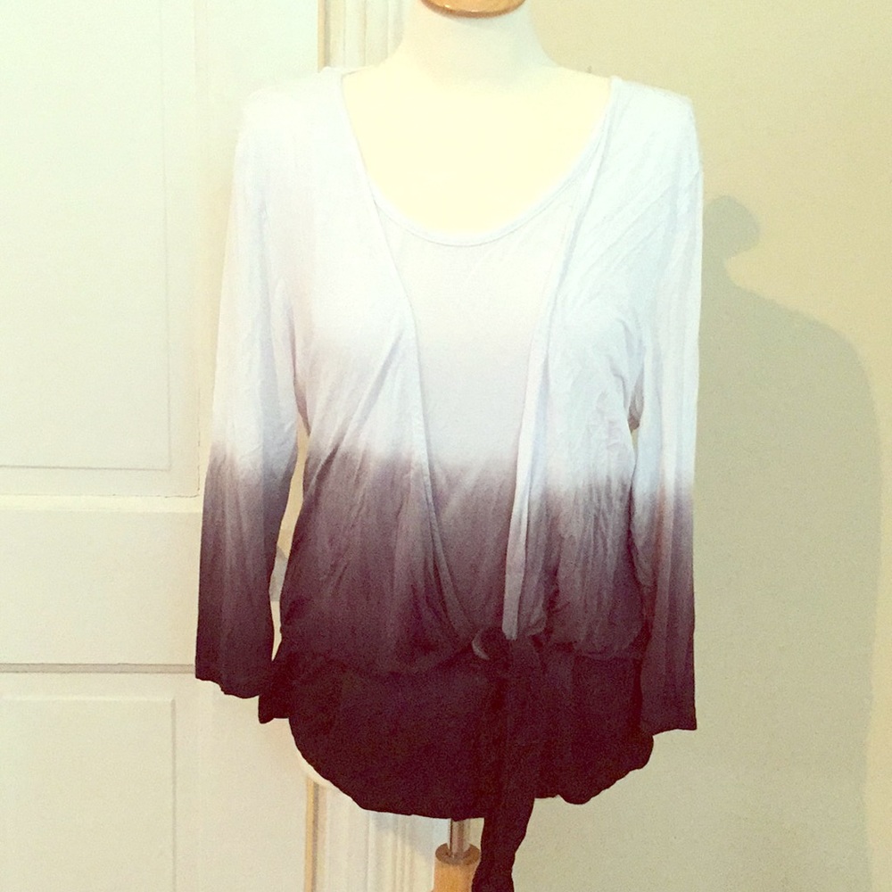 Soft Surroundings black and white ombré top L